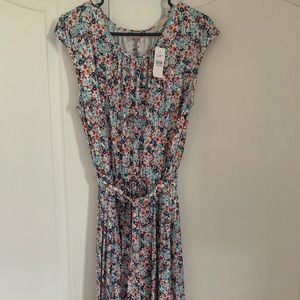 Loft Floral Dress with pleated Skirt
